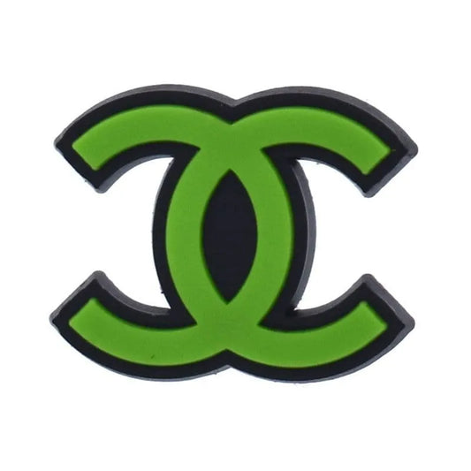 CC CHANEL green stylized logo shoe charm BC