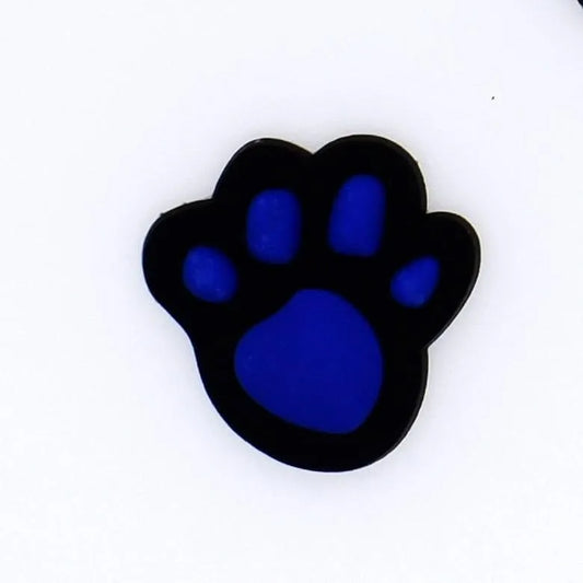 Blue on Black Shaped Puppy Paw Print shoe charm BC