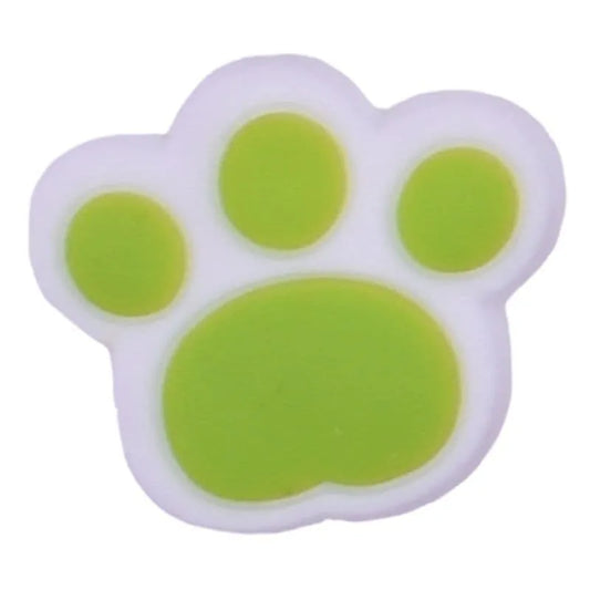 Lime on White Shaped Paw Print Small shoe charm BC