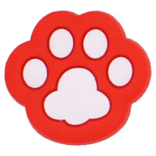 White on Red Shaped Paw Print Large shoe charm BC