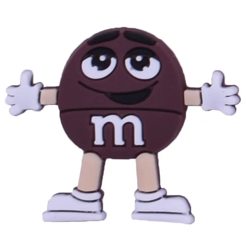 Brown Mr. M&M arms wide shoe charm BC