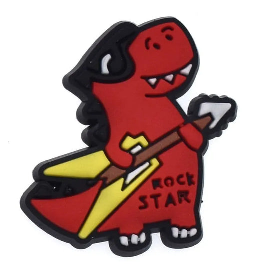 Dinosaur guitar player shoe charm BC