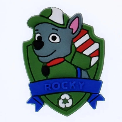 Rockey portrait shield badge Paw Patrol shoe charm BC