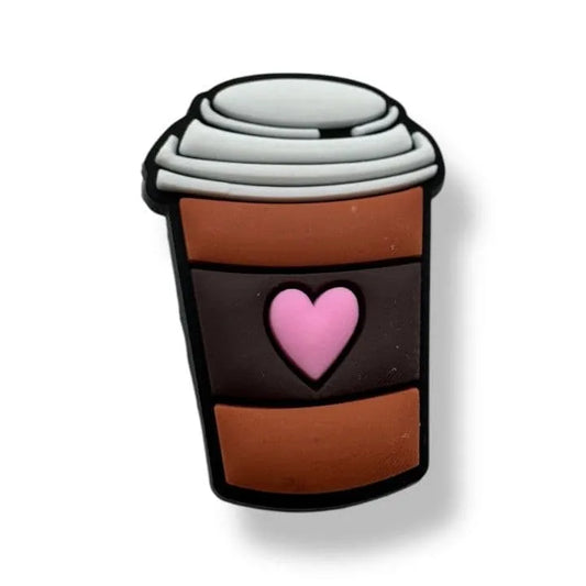 Coffee Cup with Pink Heart shoe charm BC
