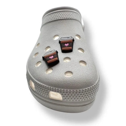 Coffee Cup with Pink Heart shoe charm BC