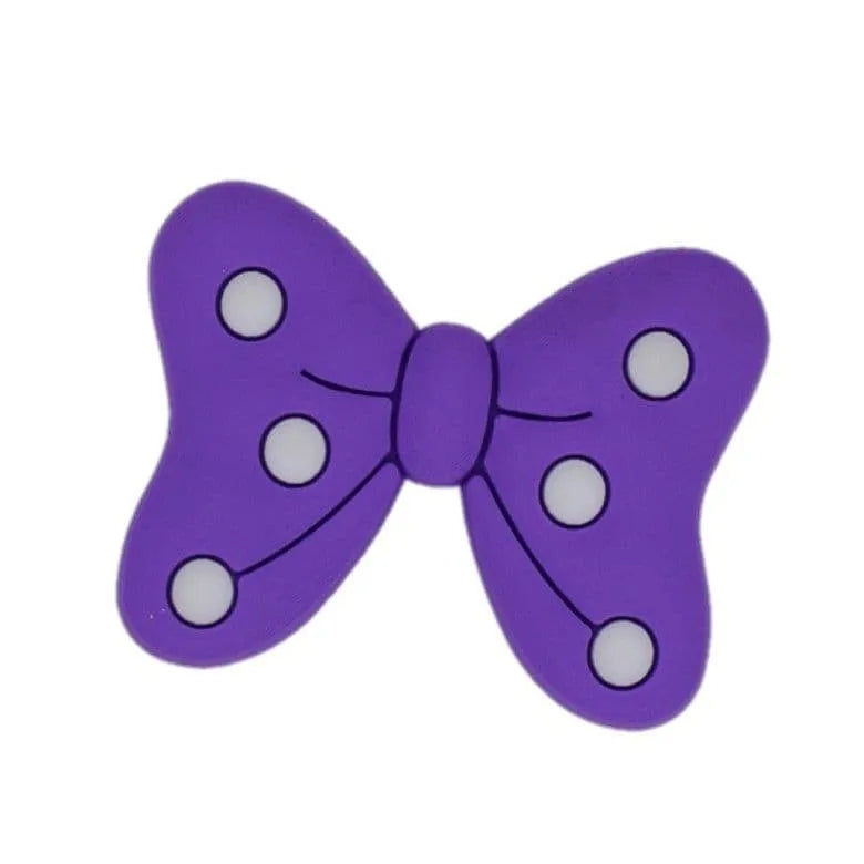 Ribbon bow Purple/white spots shoe charm BC