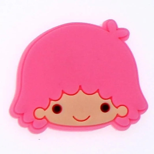 Pink hair girl shoe charm BC