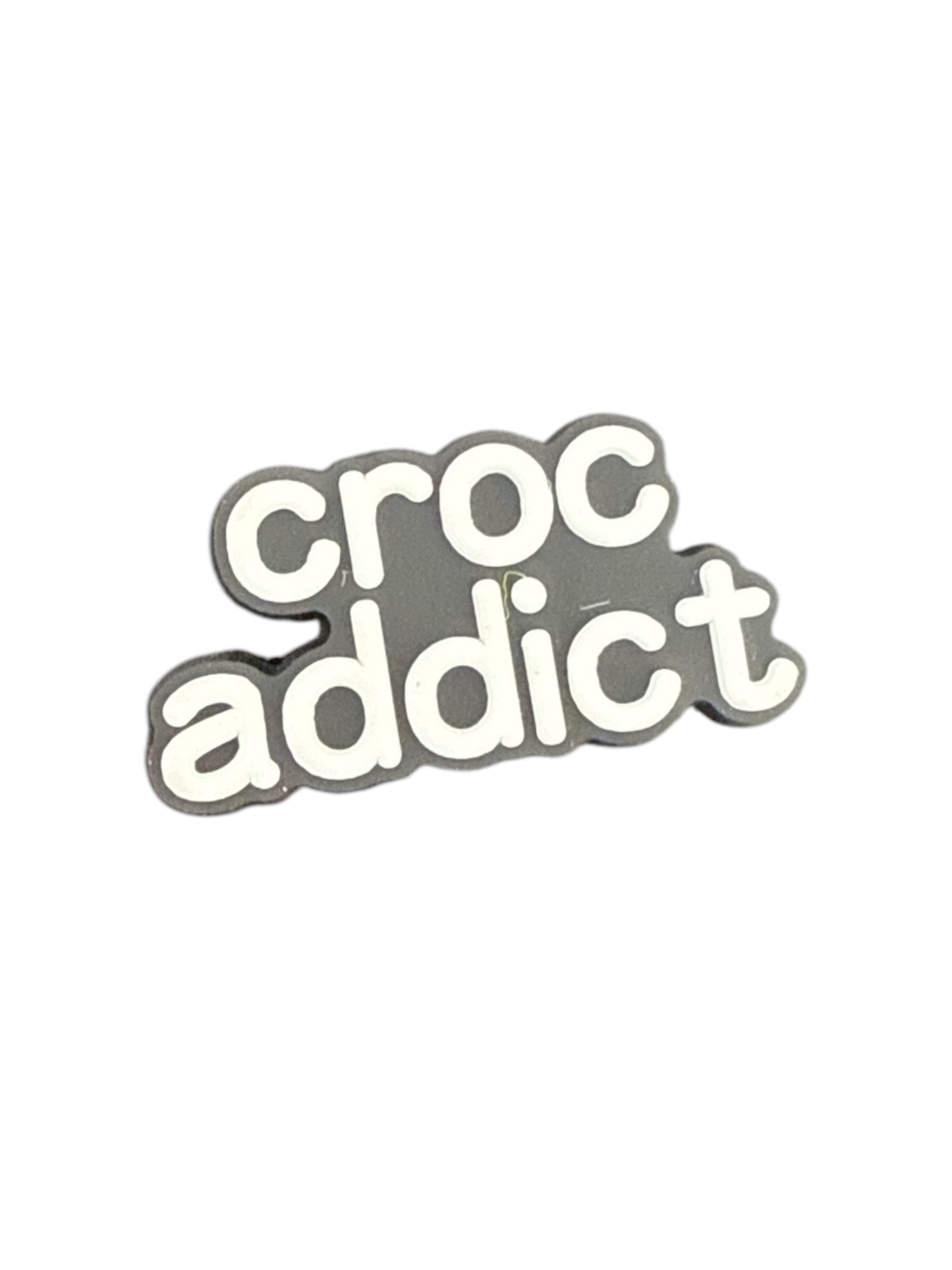 Croc addict funny slogan shoe charm for Crocs — novelty humour clog charm compatible with all clog-style footwear UK