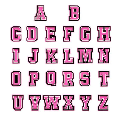 Shoe charm - A-Z  LETTERS, Pink with Black frame